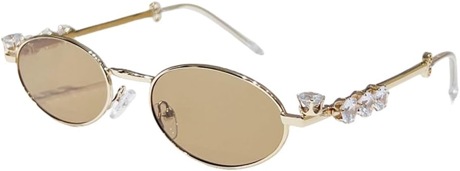 

Овальные солнцезащитные очки с декором из страз для женщин и мужчин, повседневные, с градиентным переходом цвета, для летней пляжной вечеринки, с защитой от УФ-излучения UV400 TKKTLLT, Gold Gold