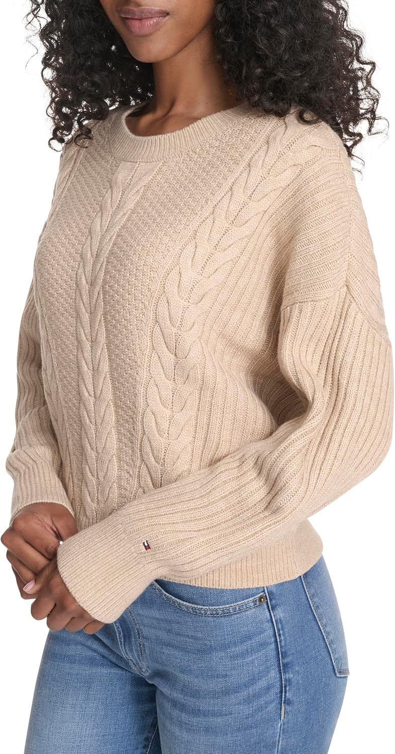 Женский однотонный свитер Bobbi с круглым вырезом Tommy Hilfiger, Light Fawn — фото 3