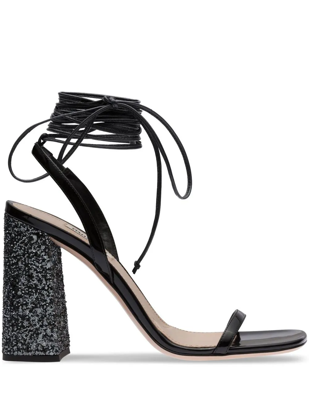 Босоножки с завязками MIU MIU, черный