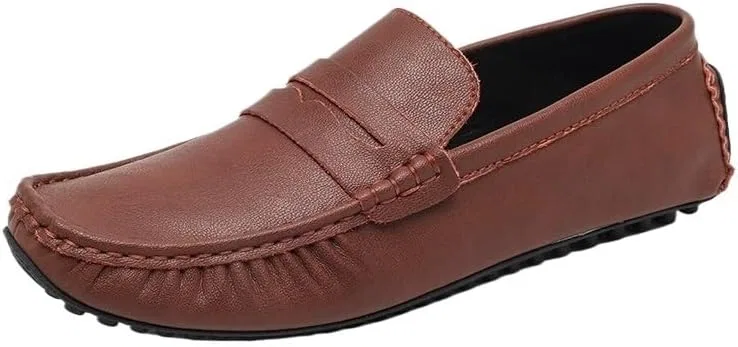 Лоферы кожаные Mens Vegan Leather Loafers, Brown UOPYNE