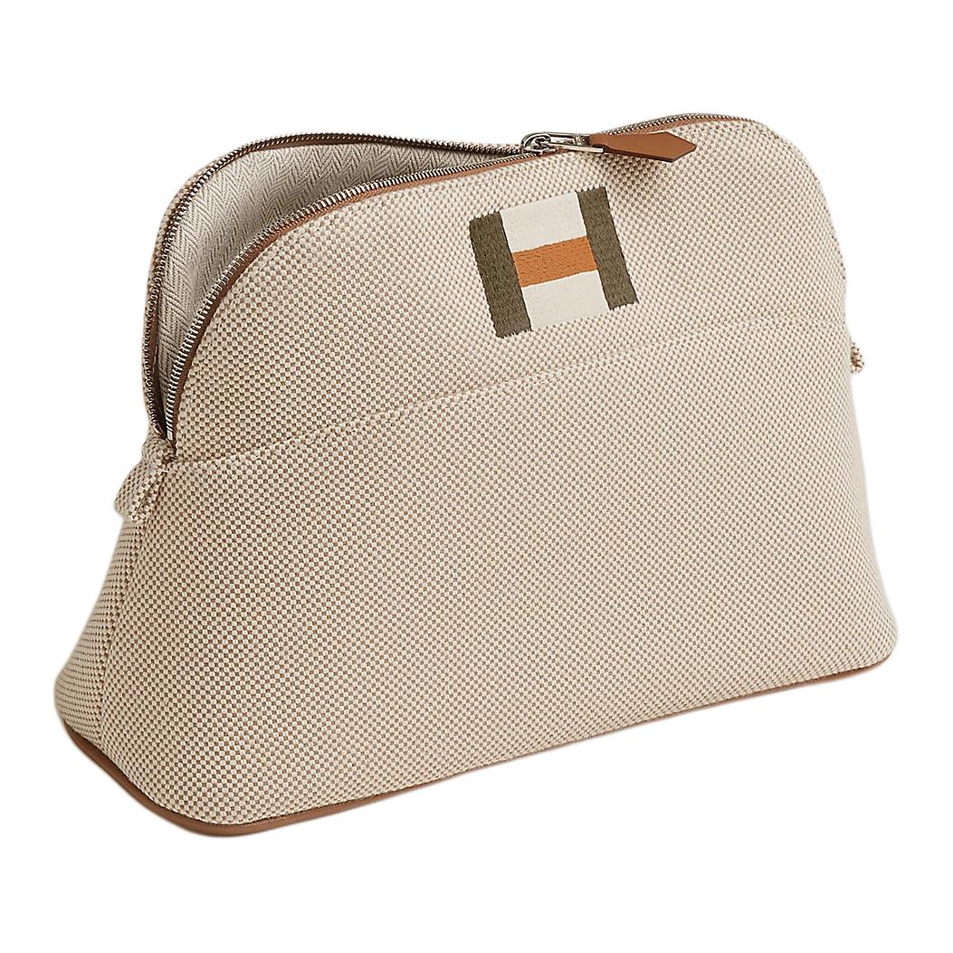 

HERMES Косметичка из хлопка болайд средняя женская серая