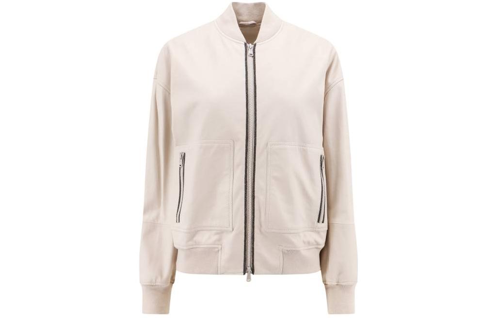 

Brunello Cucinelli Кожаная куртка на молнии, Khaki