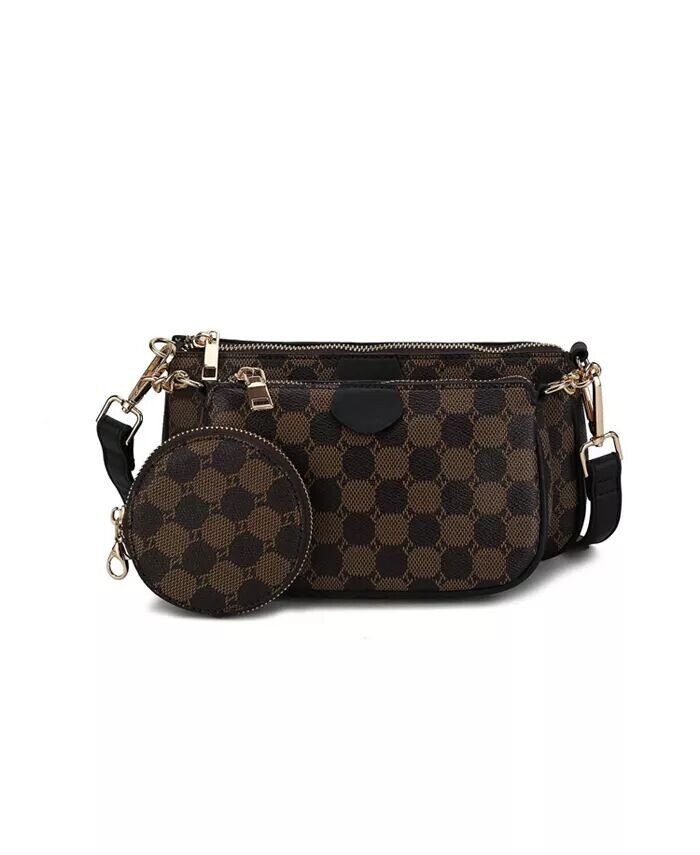 

Набор Evanna из 3 предметов: сумка через плечо, клатч и мини-мешочек для монет от Mia K Mkf Collection, черный