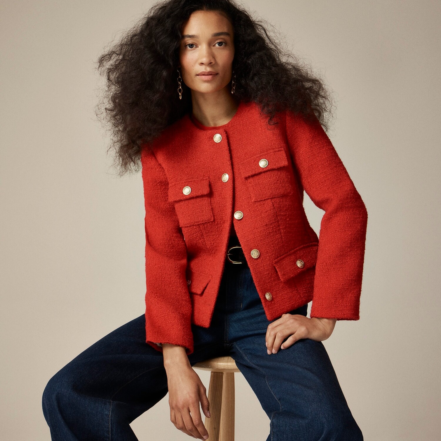 

Женский пиджак Isabelle из твида J.Crew, красный