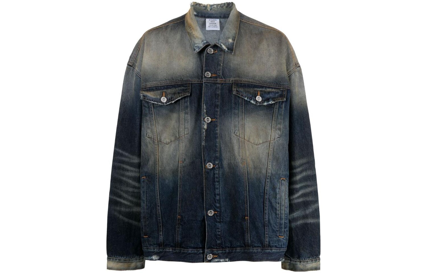 

Джинсовая куртка Stonewashed с эффектом потертости Vetements, темно-синий