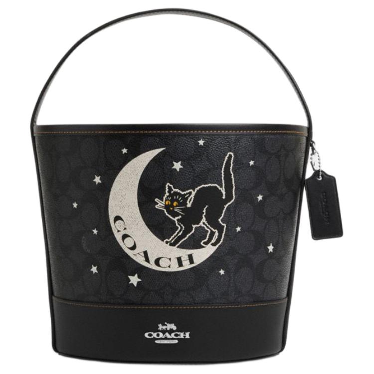 

COACH Маленькая сумка из лакированного полотна унисекс черная