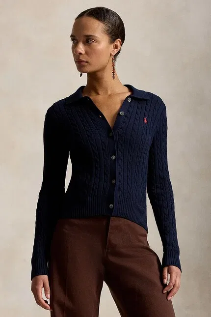 Кардиган с воротником-поло Polo Ralph Lauren, синий