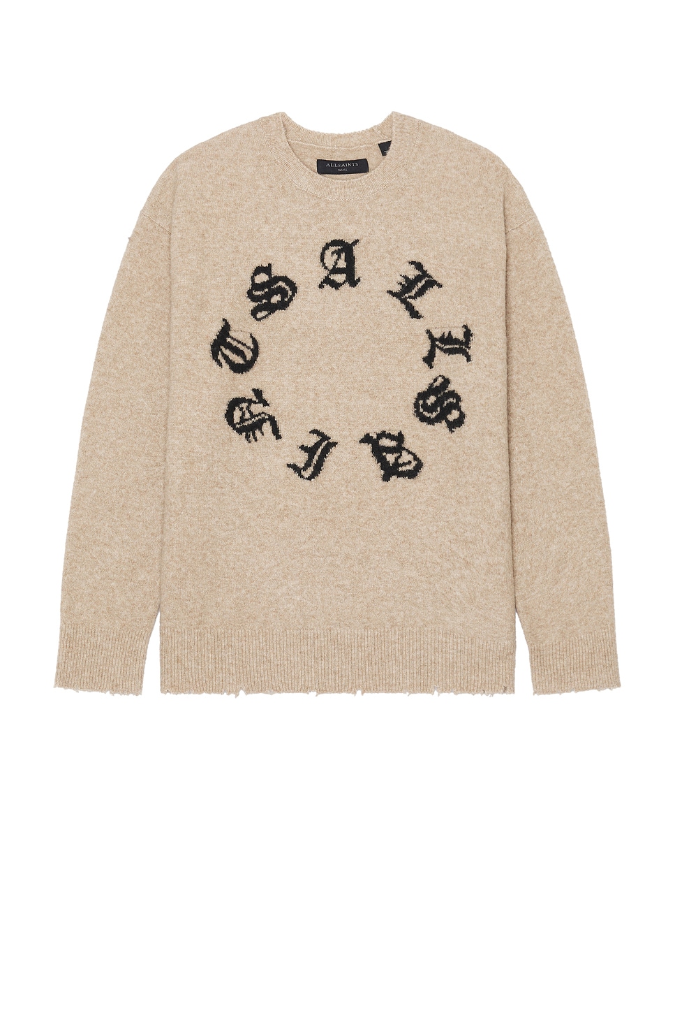 

Свитер с экипажным воротом Scripture Allsaints, taupe brown
