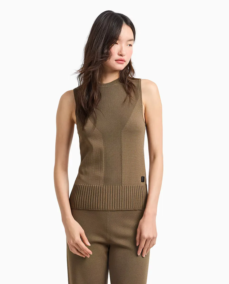 

Женский топ прямого кроя из вискозного трикотажа Armani Exchange, цвет Kaki