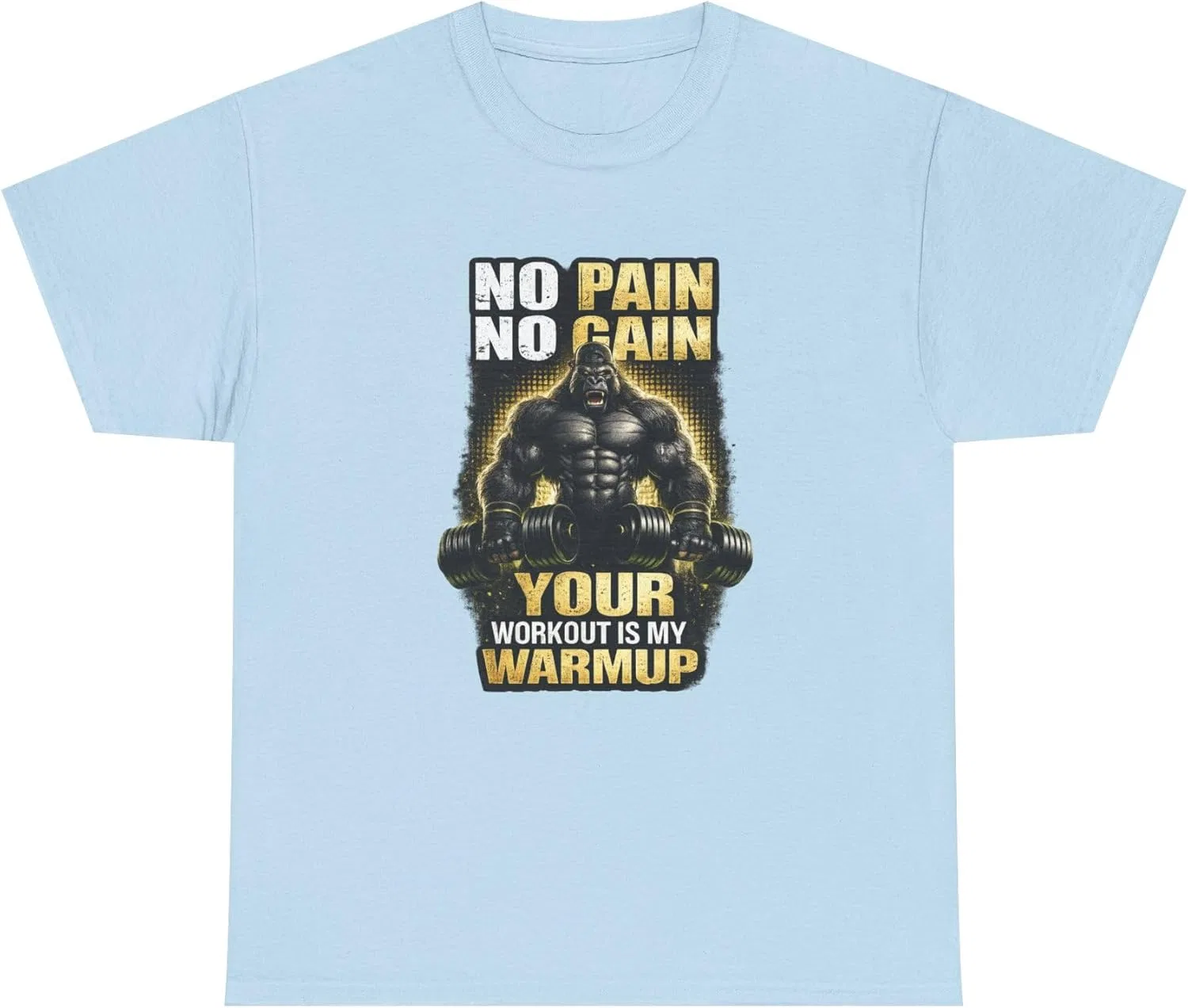 Футболка с принтом No Pain No Gain, GENERIC, Light Blue