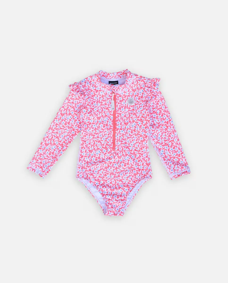 

Купальник для девочек с принтом и защитой от солнца UPF40+ Badawii, красный