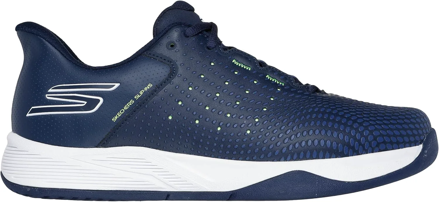 Мужские кроссовки Skechers Viper Court Reload с легким надеванием без рук, темно-синий/желтый — фото 4