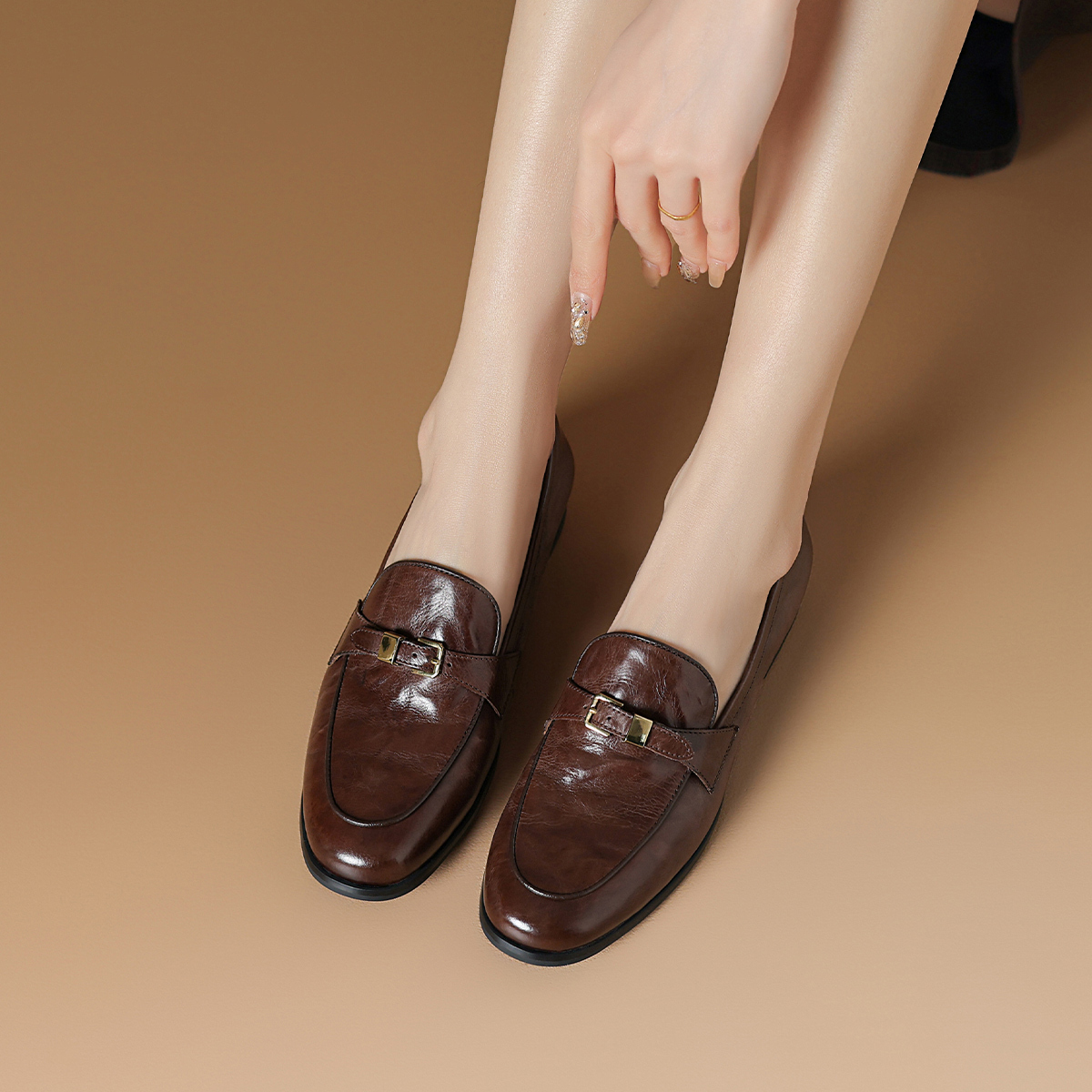 Rosa Bianca Женские лоферы коричневые с кожаной стелькой, цвет Brown (Cow Leather Insole) — фото 4
