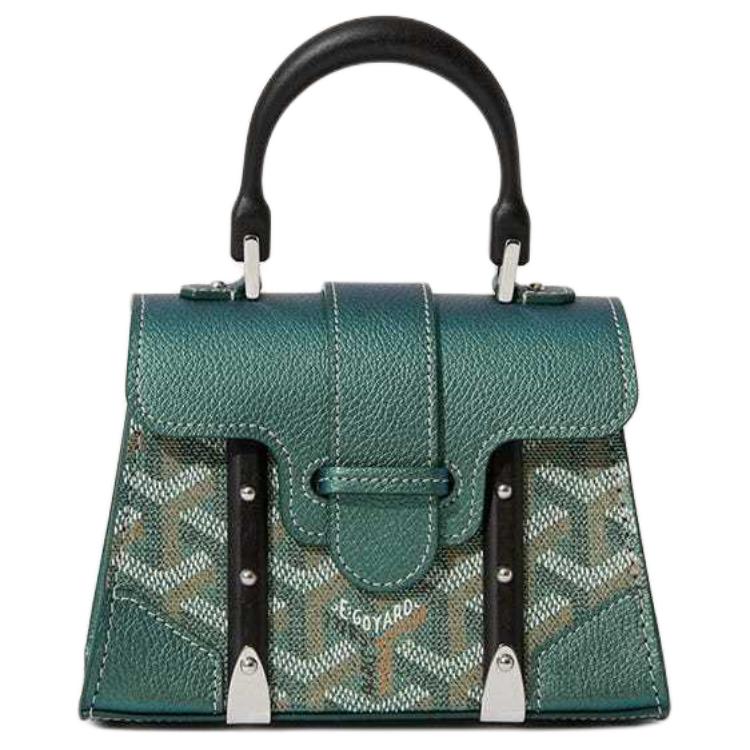 

GOYARD Сумка через плечо из холста с телячьей кожей, кросс-боди, мини-женская ручная сумка pearl green