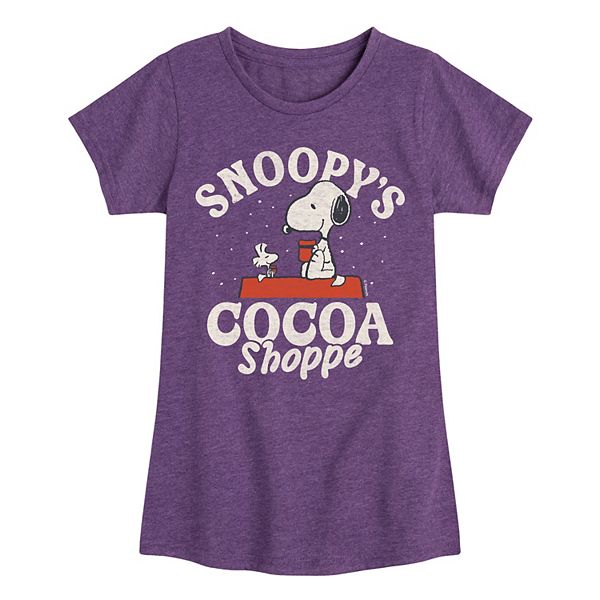 

Футболка с рождественским принтом Peanuts Snoopy Cocoa Shoppe для девочек Licensed Character, Heather Purple