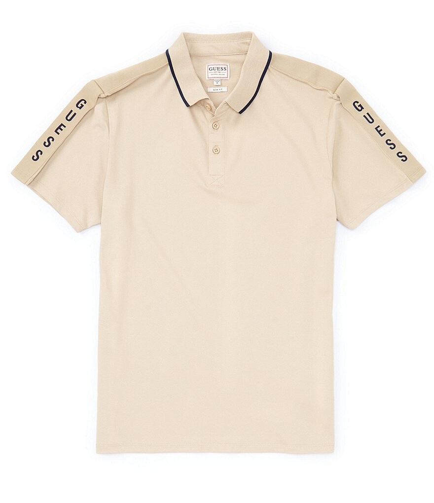 

Guess Поло из пике с короткими рукавами Guess Tape, бежевый