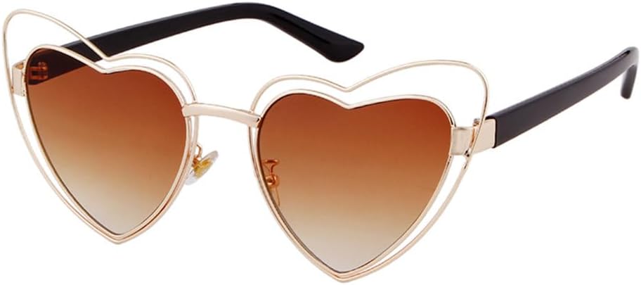 

Модные красные солнцезащитные очки в форме сердца с двойной оправой, женские солнцезащитные очки с ажурной металлической отделкой, защита от ультрафиолета UV400 generic, C3 Brown