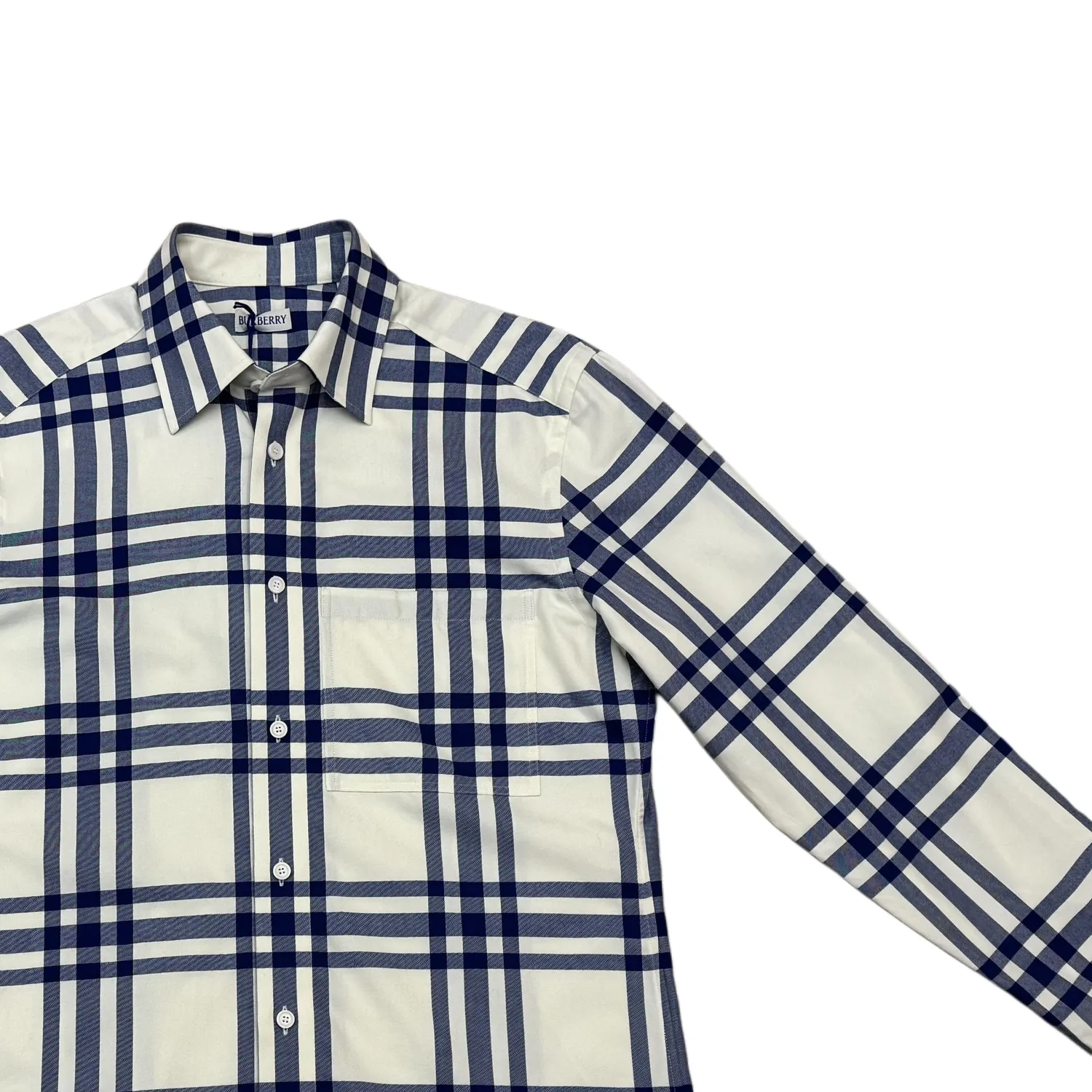 Рубашка мужская Burberry, бежевая, с лацканом — фото 4