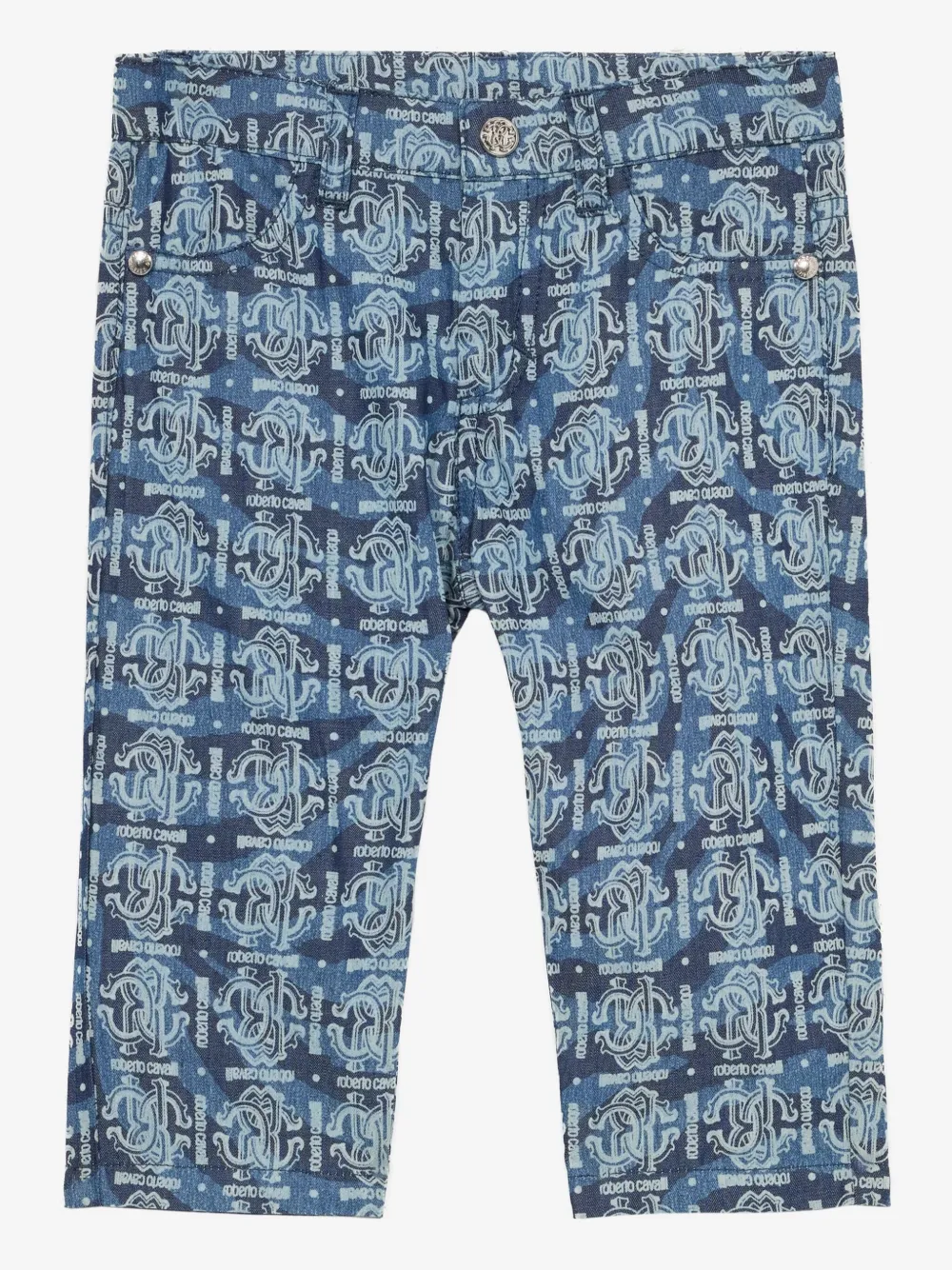 

Джинсовые шорты с монограммой Roberto Cavalli Junior, синий