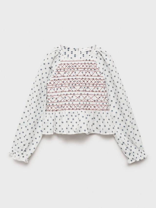 

Детская блузка Silvana с длинными рукавами из хлопковой смеси Mango, Light Beige