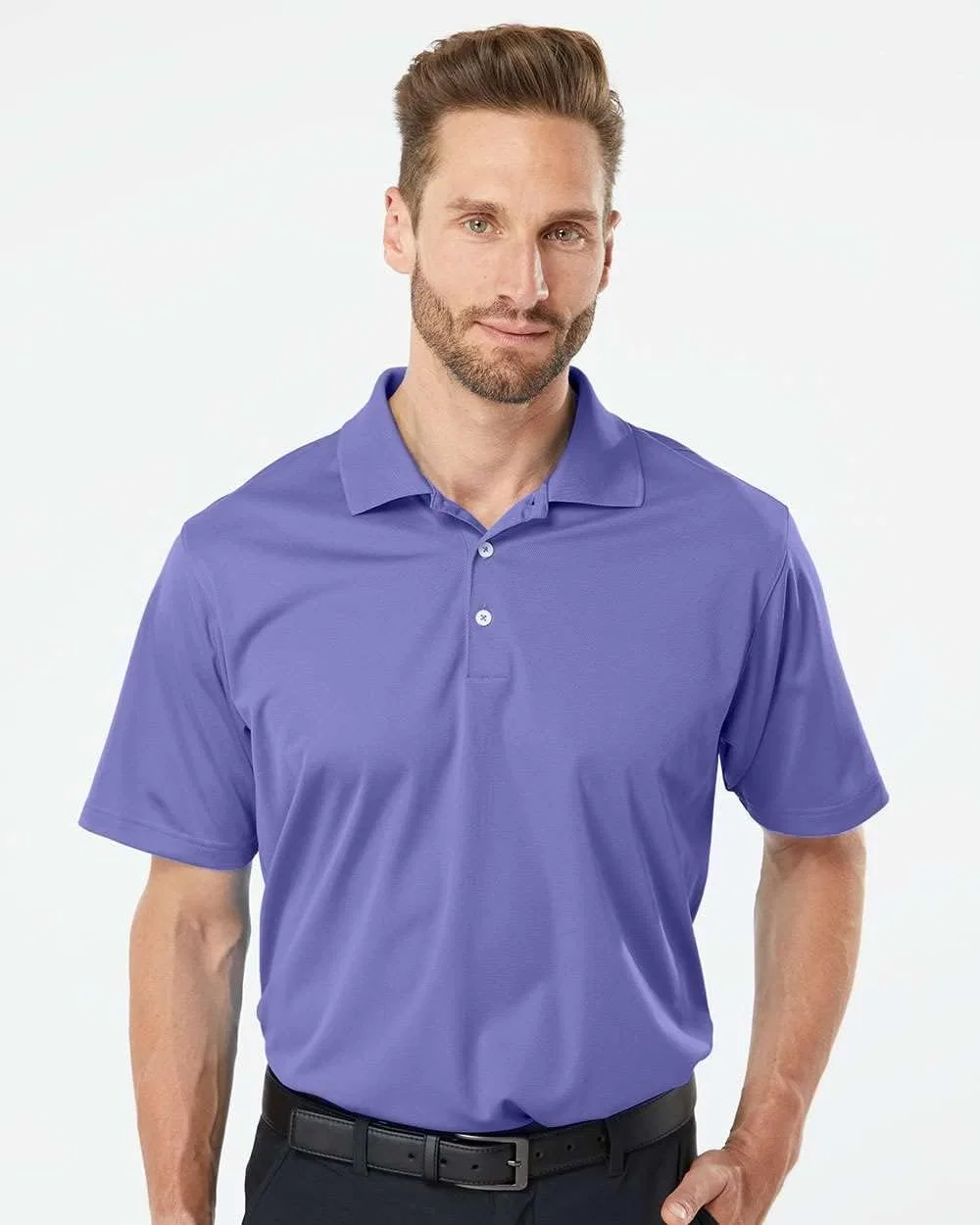 Поло мужское adidas Climalite Solid, Light Flash Purple/ Black