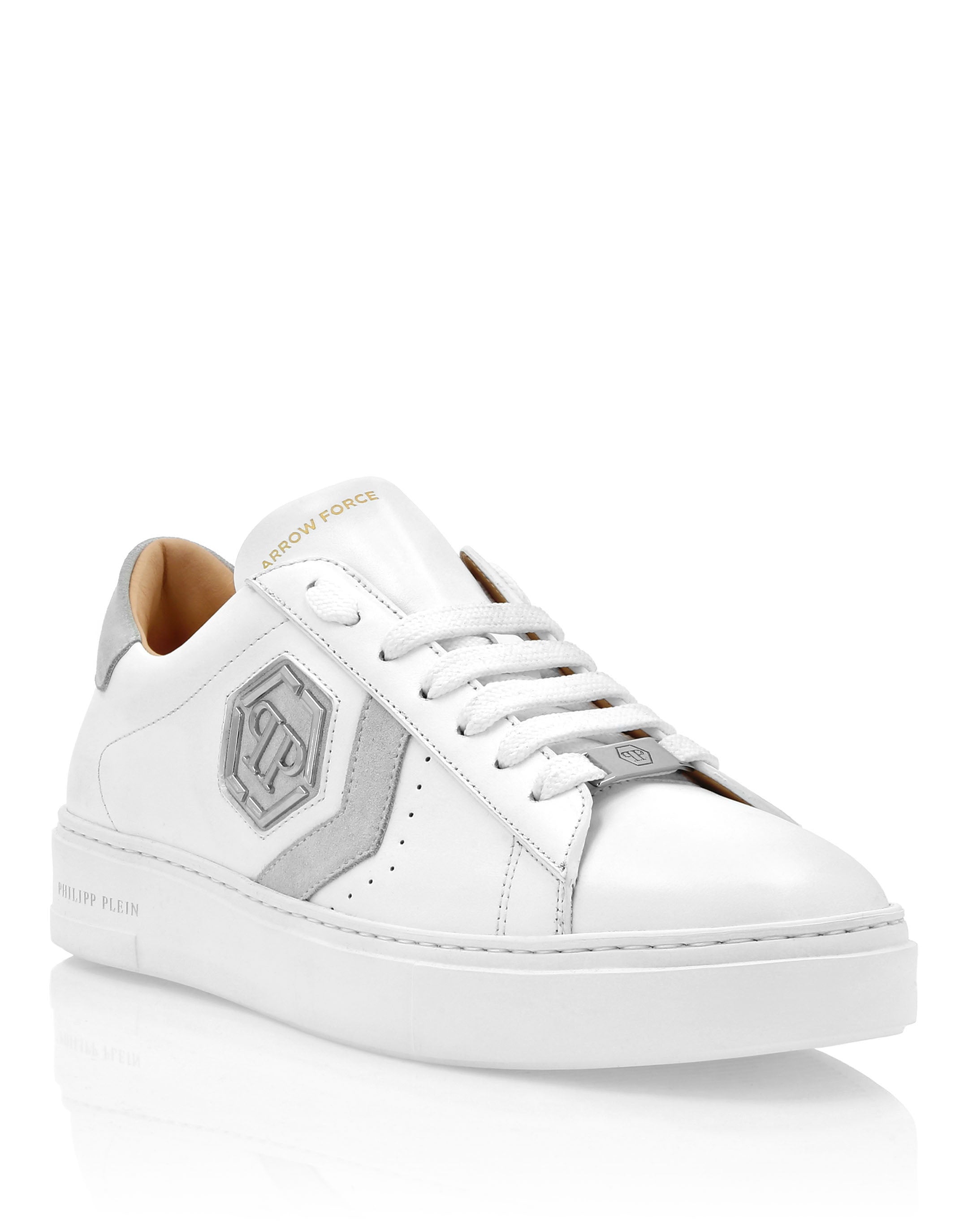 

Кроссовки Arrow Force из кожи с низким верхом PHILIPP PLEIN, белый/белый