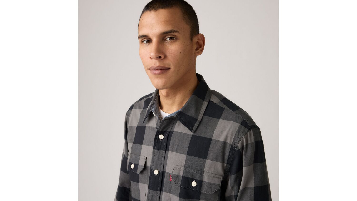 Классическая рабочая рубашка Levi's, Albany Plaid Smoked Pearl - Grey — фото 4