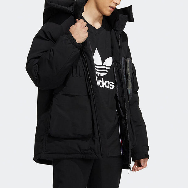 Пуховик adidas originals Zipper Cardigan hooded Down Jacket Black, черный — фото 4