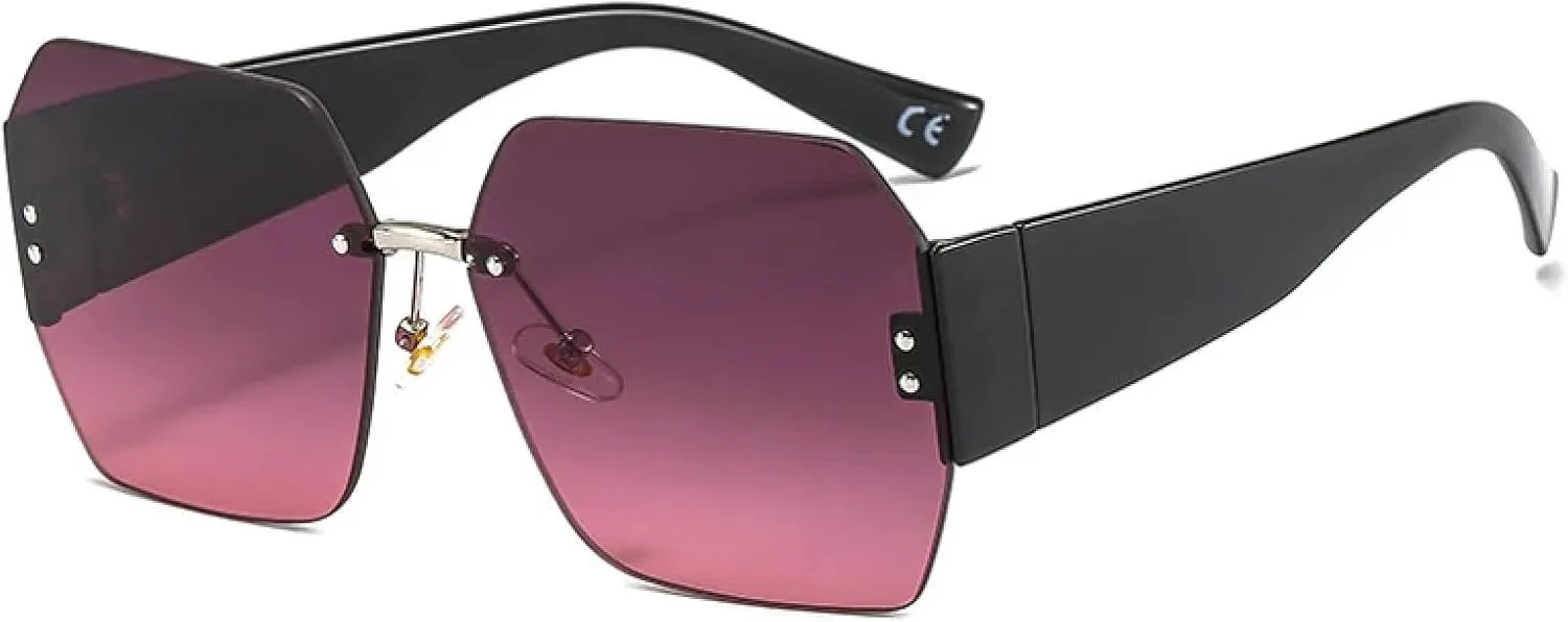 

Модные солнцезащитные очки без оправы для женщин, очки-маска, трендовые солнцезащитные очки с защитой от УФ-излучения, винтажные очки VVTWSSW, C3black-red