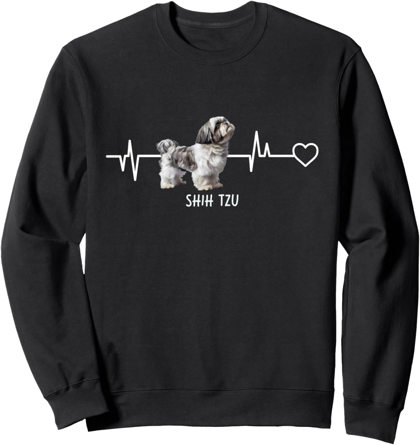 

Толстовка с изображением сердцебиения ши-тцу, черная Shih Tzu Design