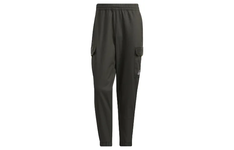 Вязаные спортивные брюки мужские умеренные с манжетами Adidas, темно-earthy коричневый — фото 2
