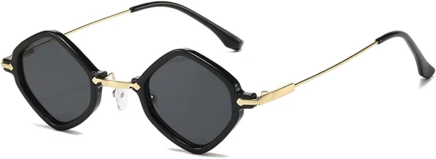 

Ретро-солнцезащитные очки в форме маленького многоугольника для женщин, модные, с прозрачными линзами с градиентом «океан», защита от УФ-излучения UV400, модные для мужчин в стиле панк UATXTAU, Black Grey