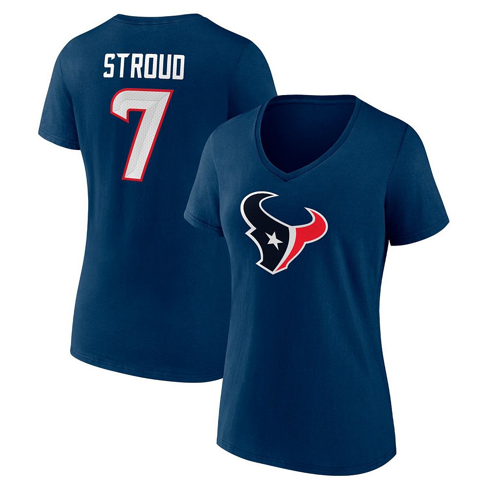 

Женские фанатики под брендом C. Темно-синяя футболка Stroud Houston Texans Icon с именем и номером игрока с V-образным вырезом, цвет Txs Navy