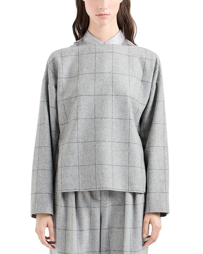 

Топ с принтом Emporio Armani Windowpane, серый