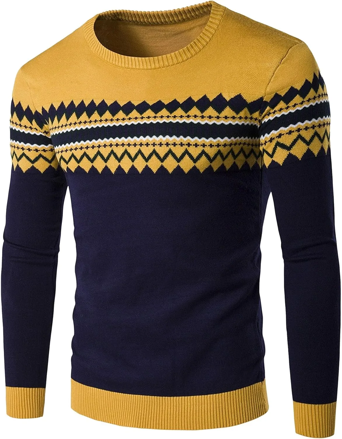 Мужской свитер Crewneck Cable Knit Pullover Slim Fit
