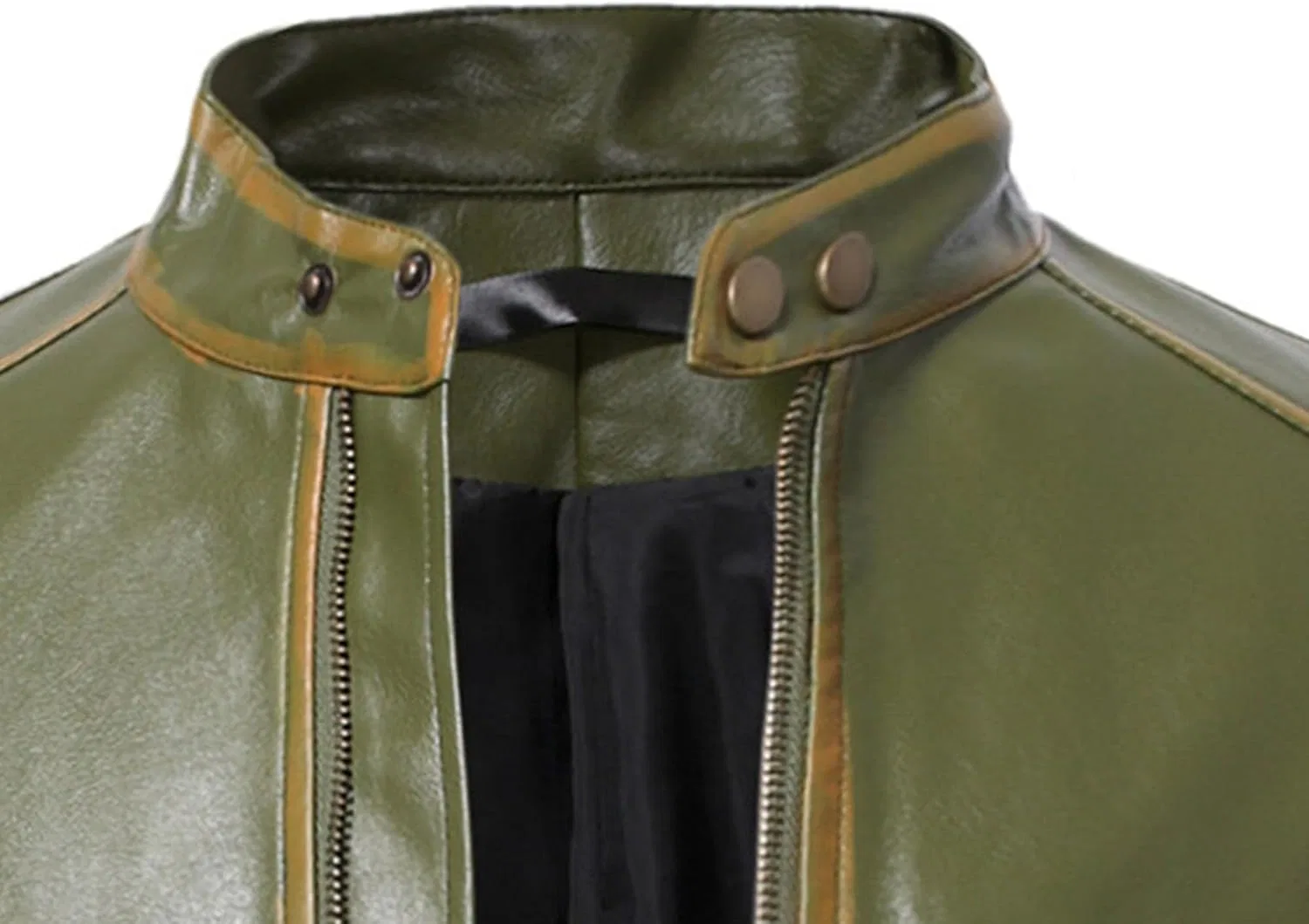 Куртка из искусственной кожи мужская, Military Green — фото 2