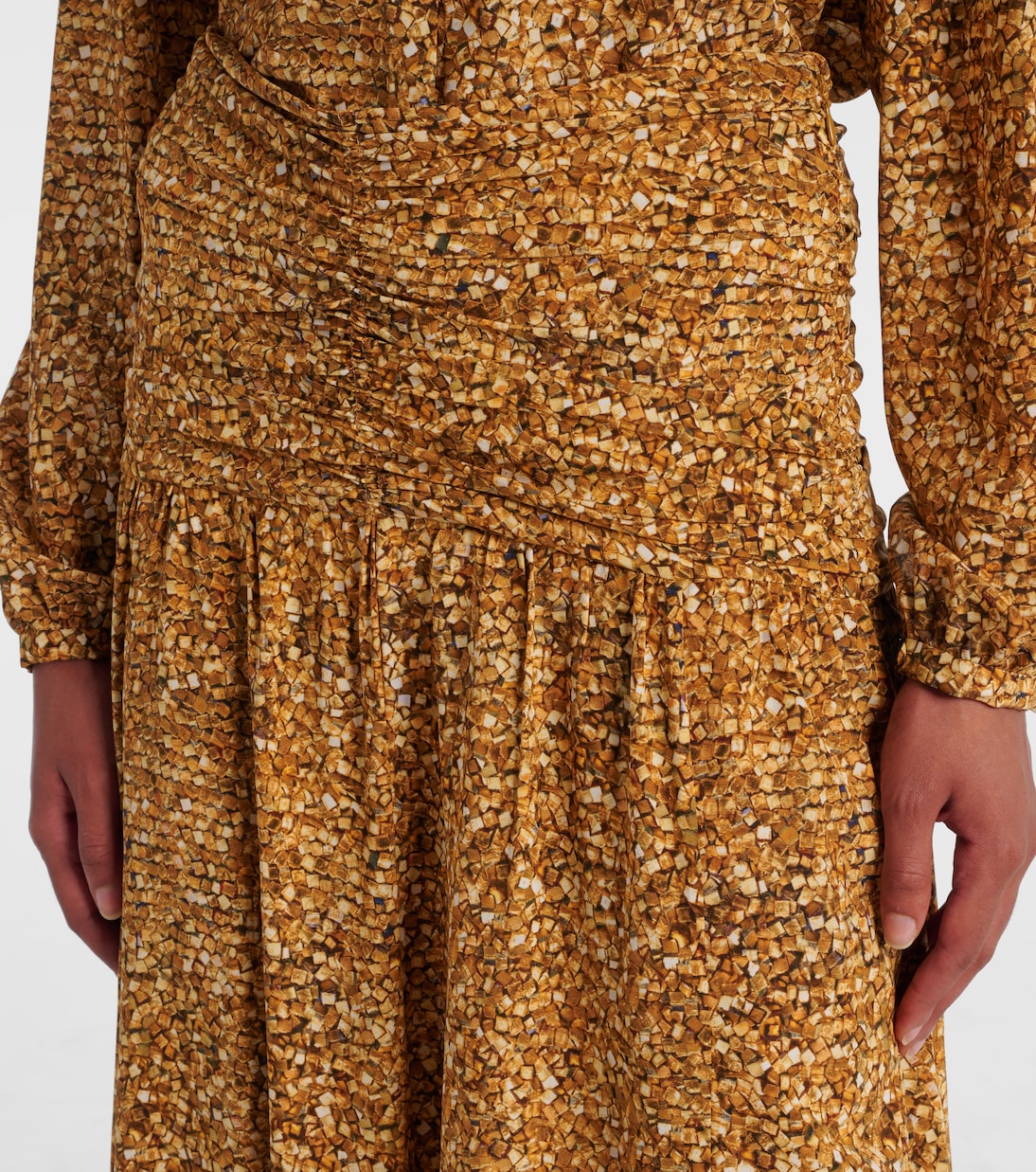 Сияна печатная макси-юбка из смесового шелка Isabel Marant, Ochre — фото 4