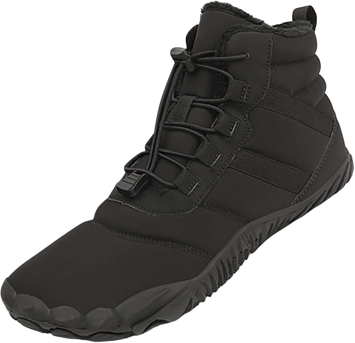 

Зимние ботинки для пеших прогулок для мужчин и женщин, без шнурков, с нулевым перепадом, снегоступы с широкой ноской, кроссовки с пятью пальцами для прогулок на улице Generic, черный
