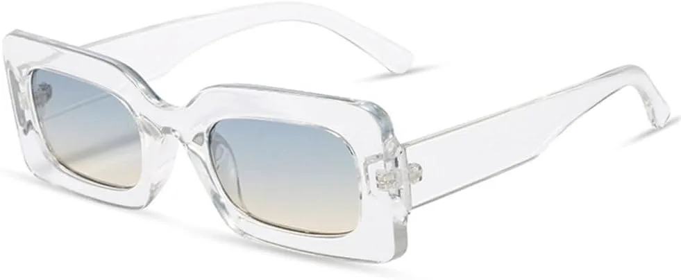 

Винтажные прямоугольные солнцезащитные очки для женщин, градиентные, UV400. Мужские квадратные солнцезащитные очки из желе, голубые, фиолетовые, MTZJH, One Color