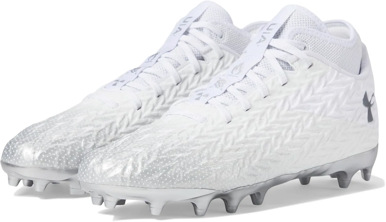 Футбольные бутсы Under Armour Men's Spotlight Clone 4.0 Mc, белый/металлик серебристый — фото 4