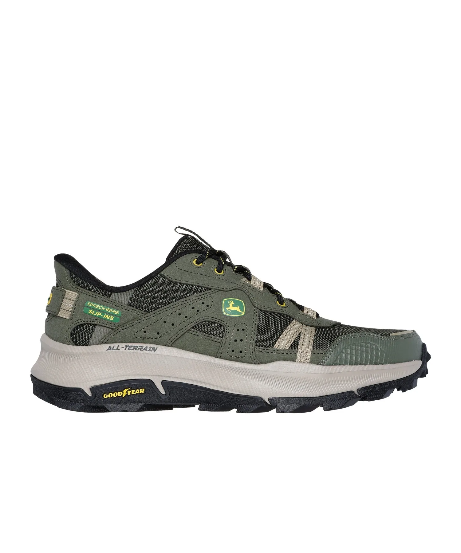 Мужские кроссовки из натуральной кожи и сетки SKECHERS Hands Free Slip-ins EQUALIZER 5.0 TRAIL - HARVESTER зелёные — фото 4