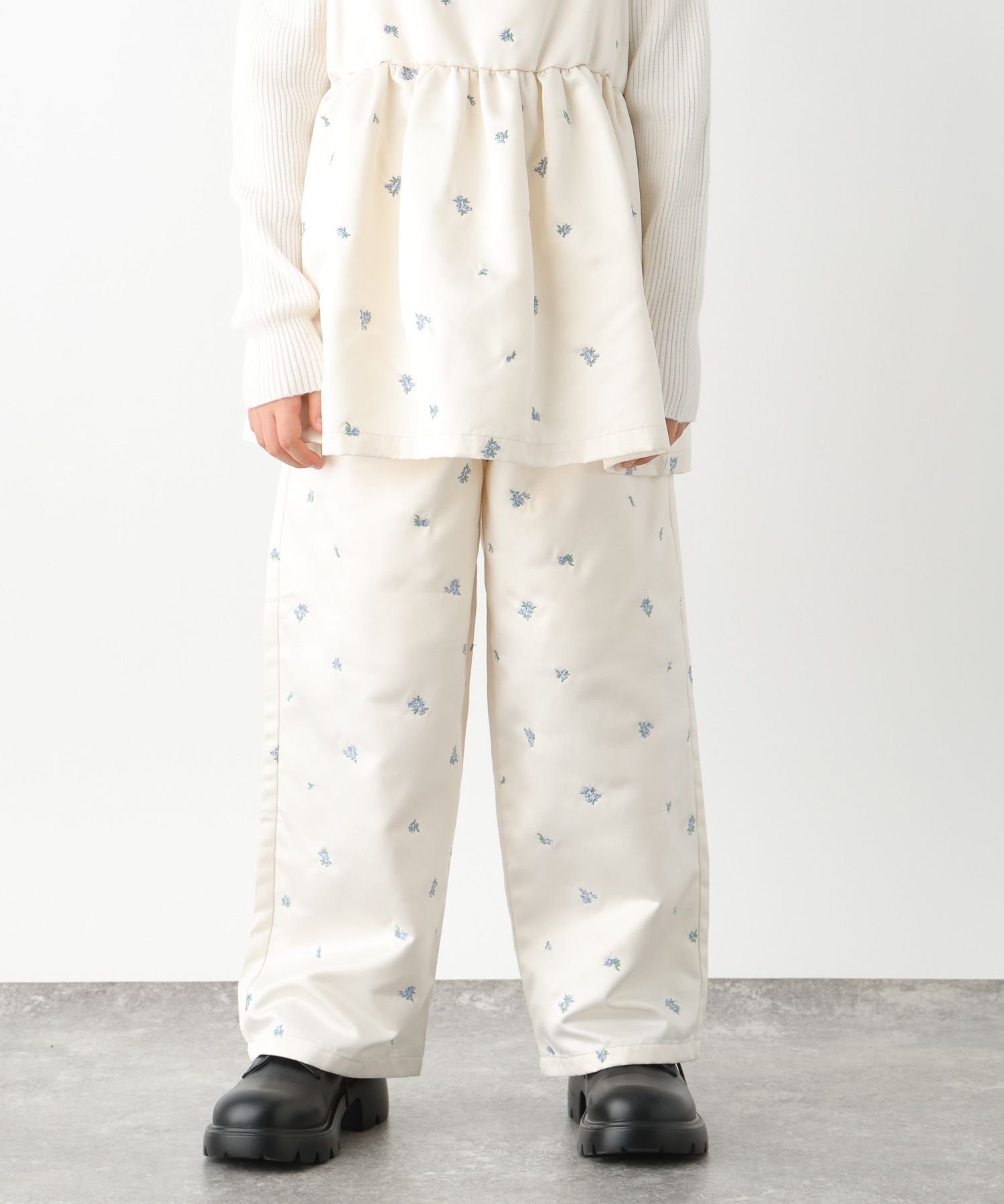Атласные брюки с цветочной вышивкой/Детские/638317 GLOBAL WORK, Ivory (Satin Embroidery) 08 — фото 4