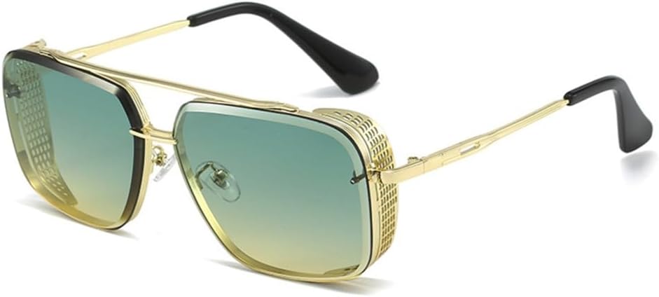 

Солнцезащитные очки в стиле стимпанк для мужчин, винтажные солнцезащитные очки для мужчин, ретро-очки без оправы в стиле панк, солнцезащитные очки-маска с защитой от УФ-излучения UV400 LANGSER, C5 Green Yellow