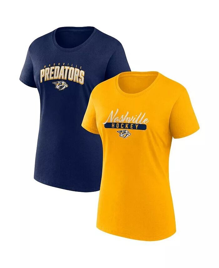 

Женский комплект из двух футболок для фанатов Nashville Predators золотого и темно-синего цвета Fanatics
