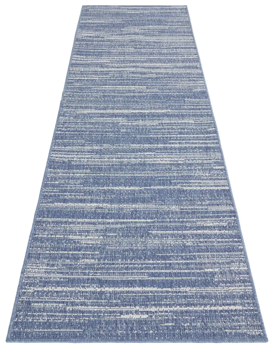 

ELLE DECORATION Runner "Mèlange", прямоугольный, плоского переплетения, для внутреннего и наружного использования, современный двусторонний ковер, балкон, гостиная 80х350 см, синий/белый