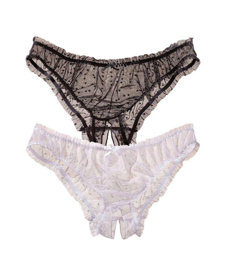 

Женские прозрачные сетчатые трусики с оборками (комплект из двух штук) LASCANA, Black & white