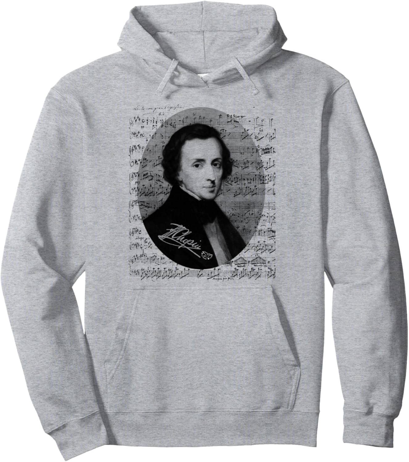 

Футболка с изображением Фредерика Шопена, подарок для любителей музыки и пианистов, серая Pelicanwild Music Lovers Shirts & Gifts