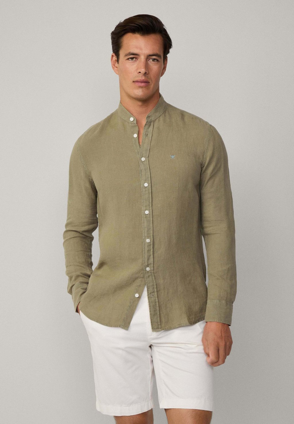 

Рубашка TAILORED FIT LINEN PORTER SHIRT Hackett London, хаки