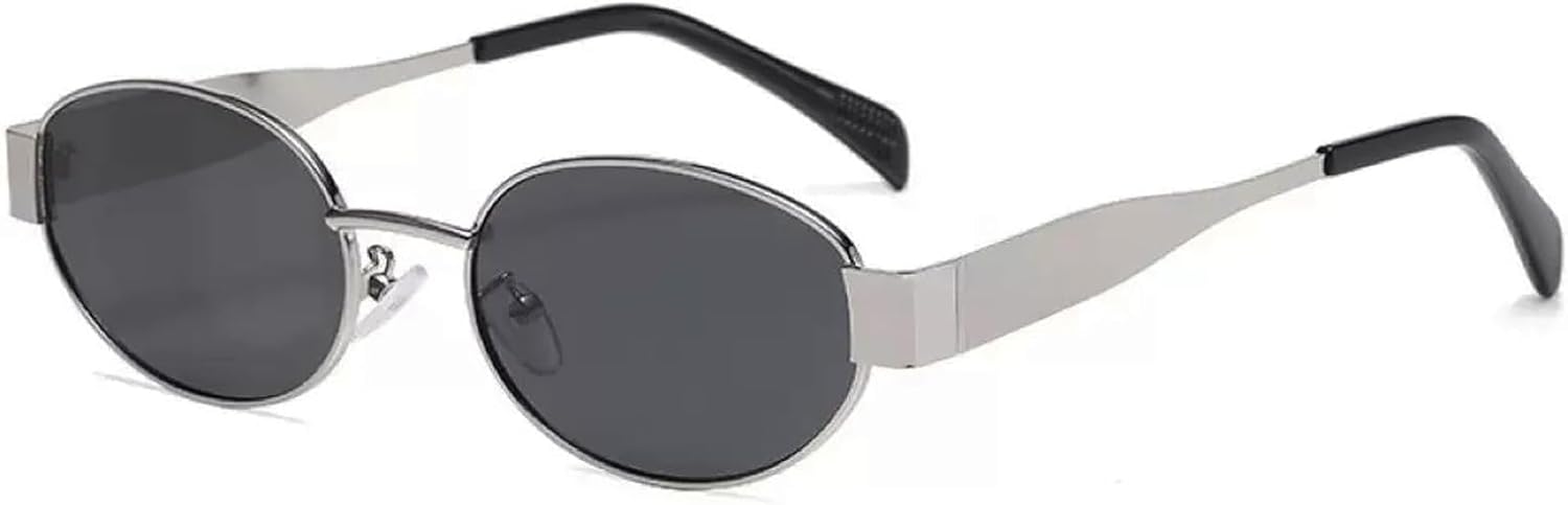 

Ретро-солнцезащитные очки золотистого цвета овальной формы для женщин и мужчин, модные очки в металлической оправе, классические винтажные очки 90-х REELORATTA, Silver-grey