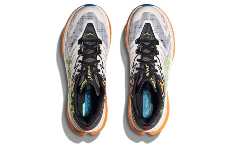 HOKA ONE ONE Тектон Икс амортизирующие износостойкие низкие беговые кроссовки мужские белый зеленый оранжевый, цвет White Green Orange — фото 4